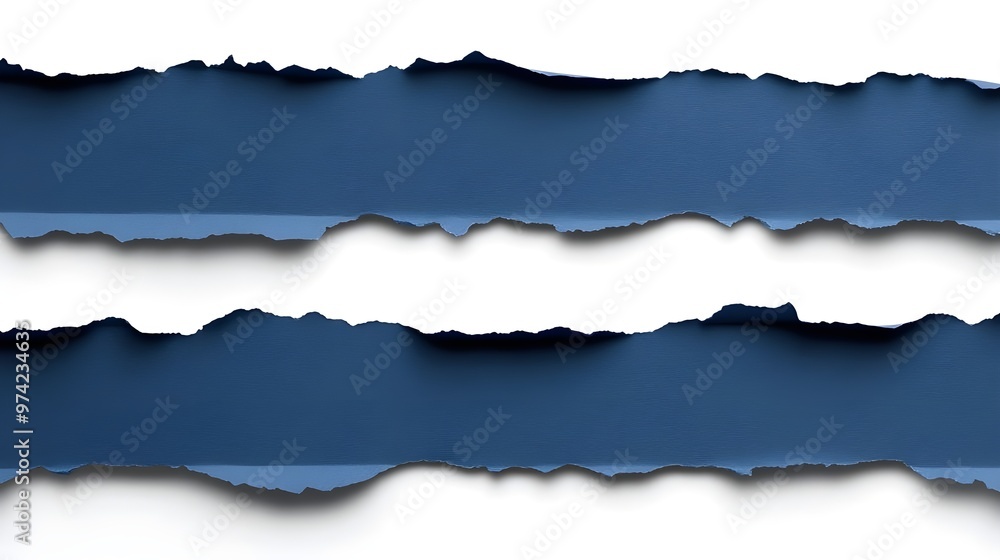 Collection of Blue Ripped Paper Strips. Collection of Blue Ripped Paper Strips.