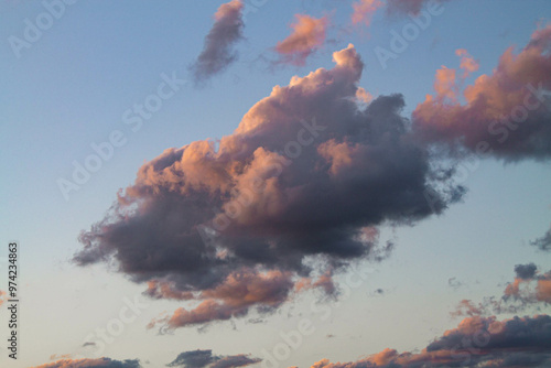 Dramatic moody clouds at sunset