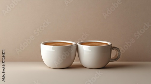 Two Cups of Coffee with Creamy Texture Generative AI