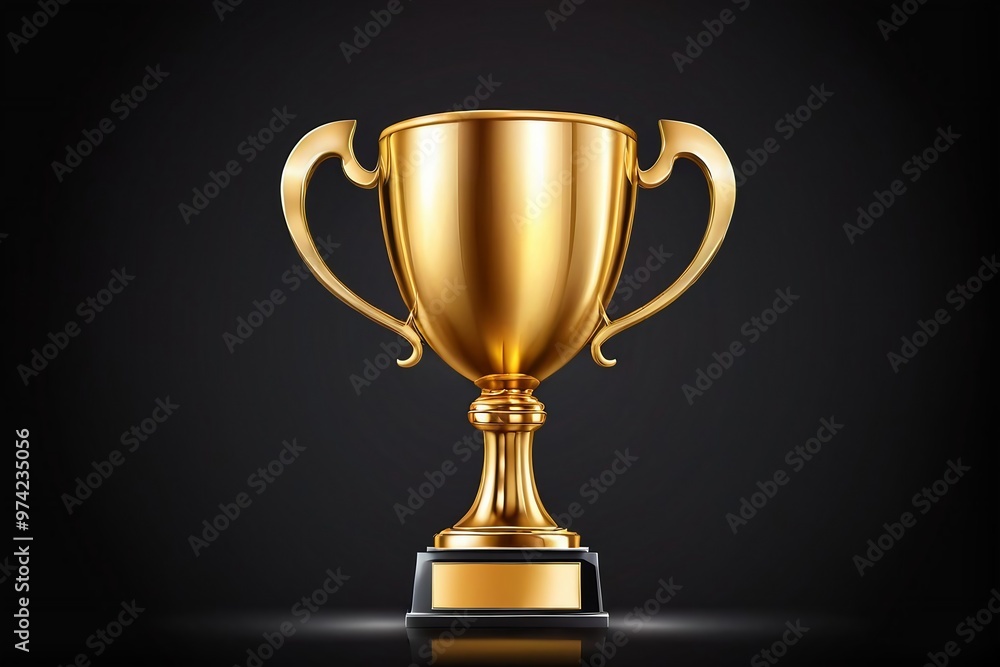A golden champion cup on a black background with copy space. Graphic Resources. A golden champion cup on a black background with copy space. Graphic Resources.