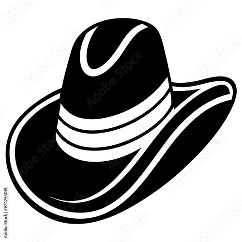 Black and white hand-drawn hat silhouettes isolated on a white background. Hat clipart vector silhouette