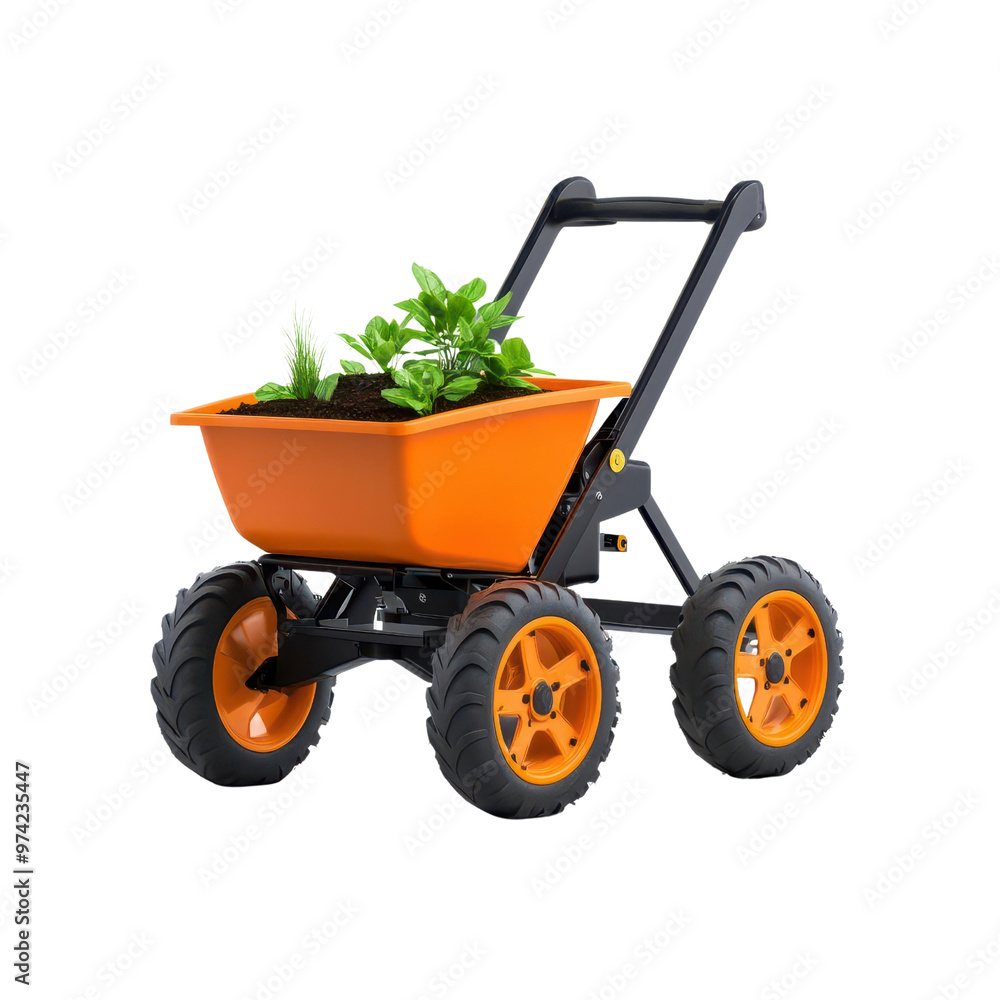 Colorful garden cart loaded with fresh plants, perfect for landscaping or gardening projects in vibrant outdoor settings. Colorful garden cart loaded with fresh plants, perfect for landscaping or gardening projects in vibrant outdoor settings.