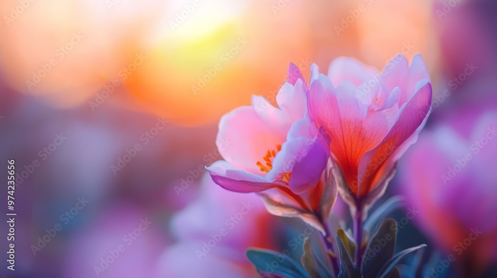 A tight shot of a pink bloom against a softy blurred backdrop of its kind Background features flowers similarly yet indistinctly rendered A tight shot of a pink bloom against a softy blurred backdrop of its kind Background features flowers similarly yet indistinctly rendered