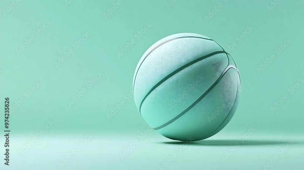Mint Green Basketball on Teal Background