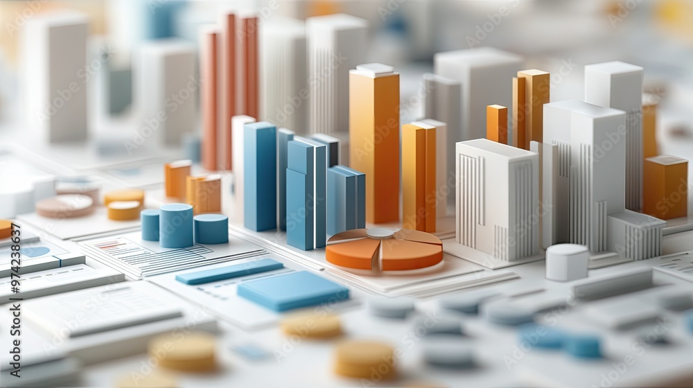 3D model showing business cost breakdown with clear labeled sections and copy space 3D model showing business cost breakdown with clear labeled sections and copy space