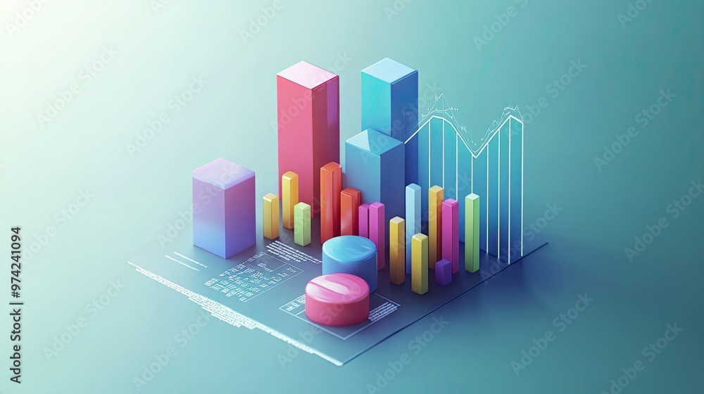 Abstract 3D chart showing various business costs with clear copy space Abstract 3D chart showing various business costs with clear copy space