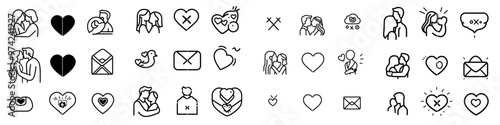 Contains icons such as love, couple, lover, miss, care, adore and more.