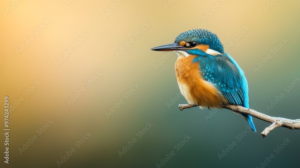 A colorful bird sits on a distinct branch against a softly blurred background A colorful bird sits on a distinct branch against a softly blurred background