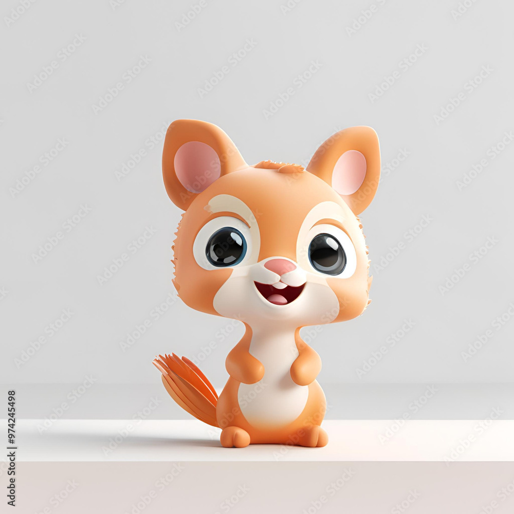 A cute, cartoon-style squirrel with big eyes and a wide smile. A cute, cartoon-style squirrel with big eyes and a wide smile.