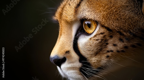 yellow eyes framed by black facial spots photo