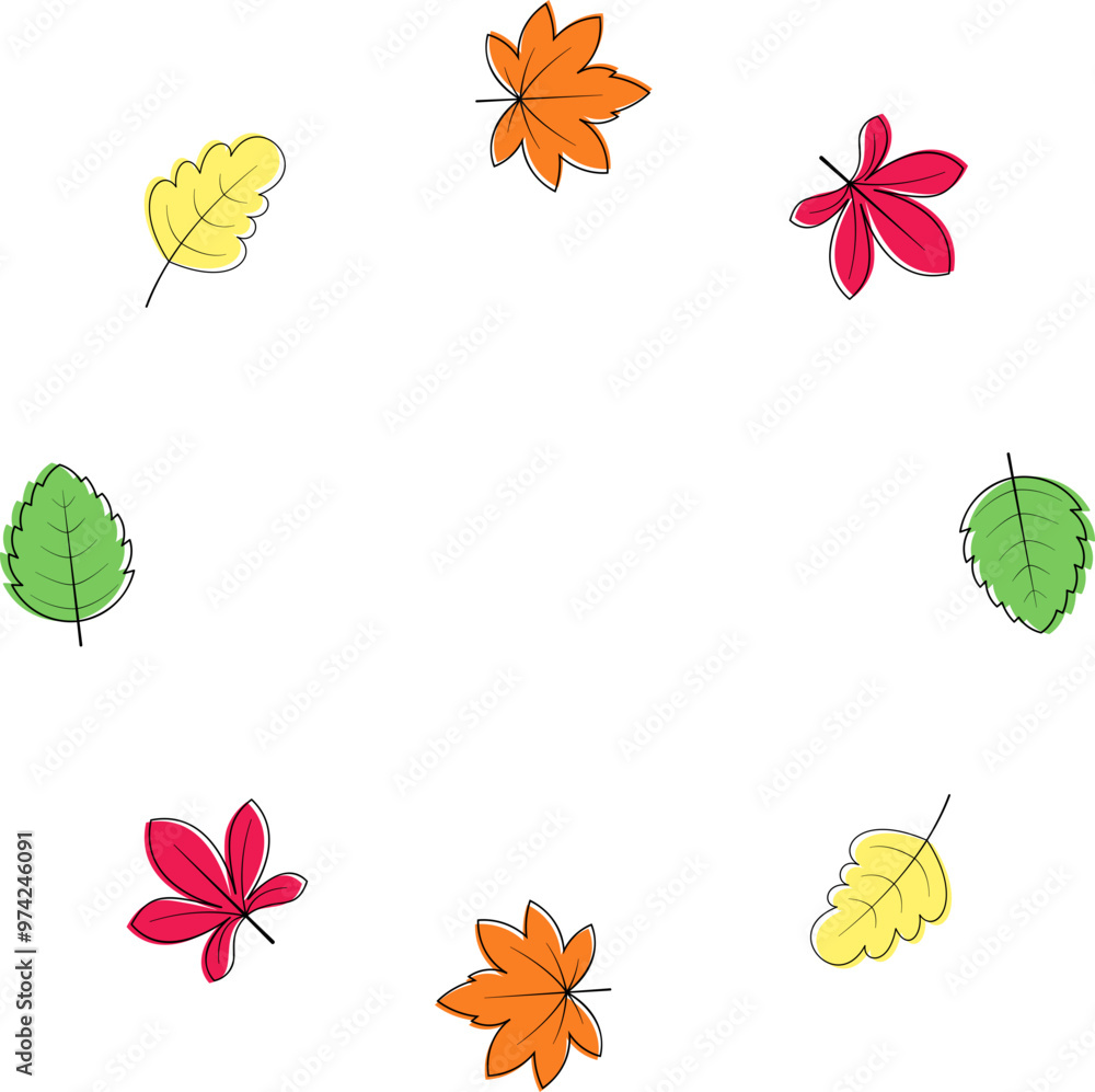 Cartoon autumn leaf frame border illustration Cartoon autumn leaf frame border illustration