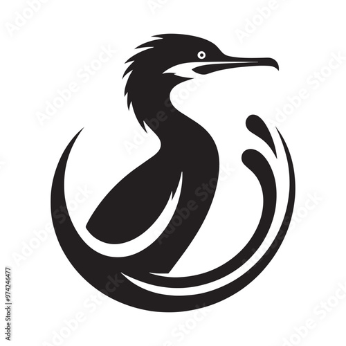 Fotografie Stylish cormorant silhouette for innovative artistic work - Cormorant black vect