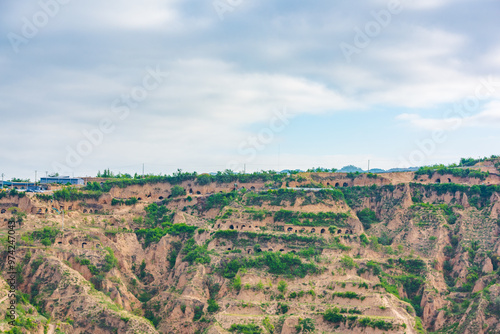 Cave dwellings on the Loess Plateau in Linfen, Shanxi photo