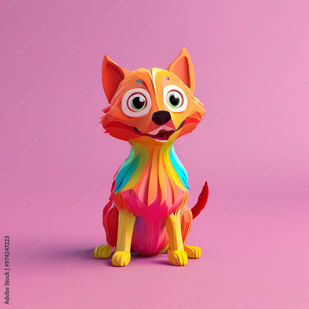 A colorful, cartoon-style dog with a playful expression. A colorful, cartoon-style dog with a playful expression.