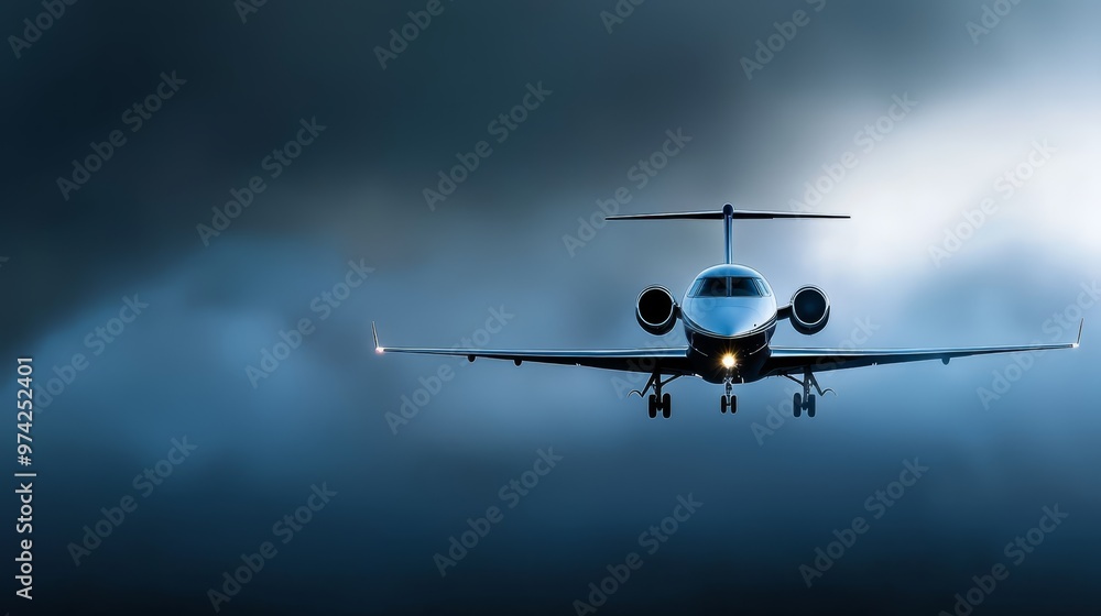 A large jetliner flies through a cloudy sky with its landing gear extended A large jetliner flies through a cloudy sky with its landing gear extended