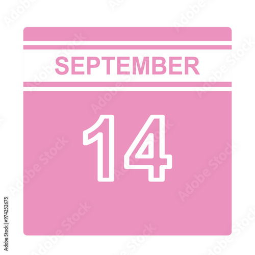 September 14 calender  reminder, 14 September daily calender icon template