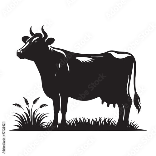 Unique cow silhouette for creative digital and print projects - Cow illustration - minimallest cow vector

