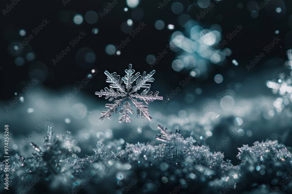 Fototapeta premium Beautiful snowflakes macro photography