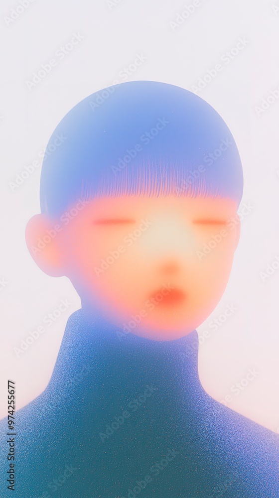 A blurry, humanoid icon with emoji like feelbut modern, front o for text to speech face set against A blurry, humanoid icon with emoji like feelbut modern, front o for text to speech face set against