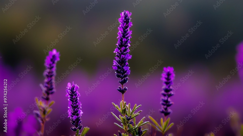 Obraz premium purple blooms in sharp focus, background blurred with more purple flowers