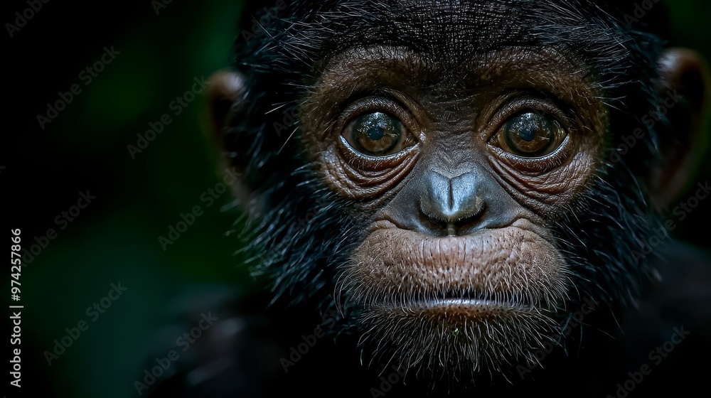 A close-up of a monkey's face with a blurred background A close-up of a monkey's face with a blurred background