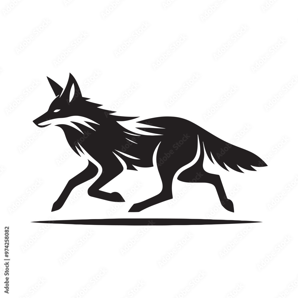 Obraz premium Stylish coyote silhouette for versatile artistic projects - Coyote illustration - minimallest coyote vector 