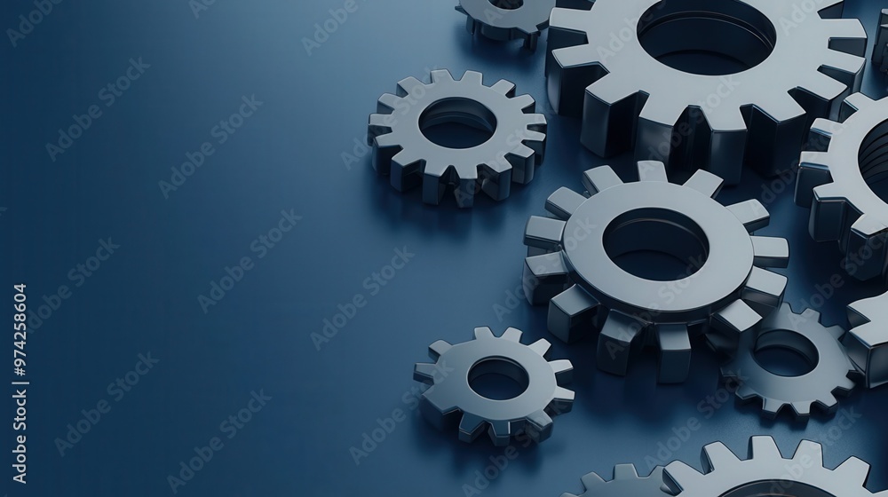 A close-up view of sleek metallic gears showcasing intricate details against a smooth blue background, symbolizing innovation and machinery. A close-up view of sleek metallic gears showcasing intricate details against a smooth blue background, symbolizing innovation and machinery.