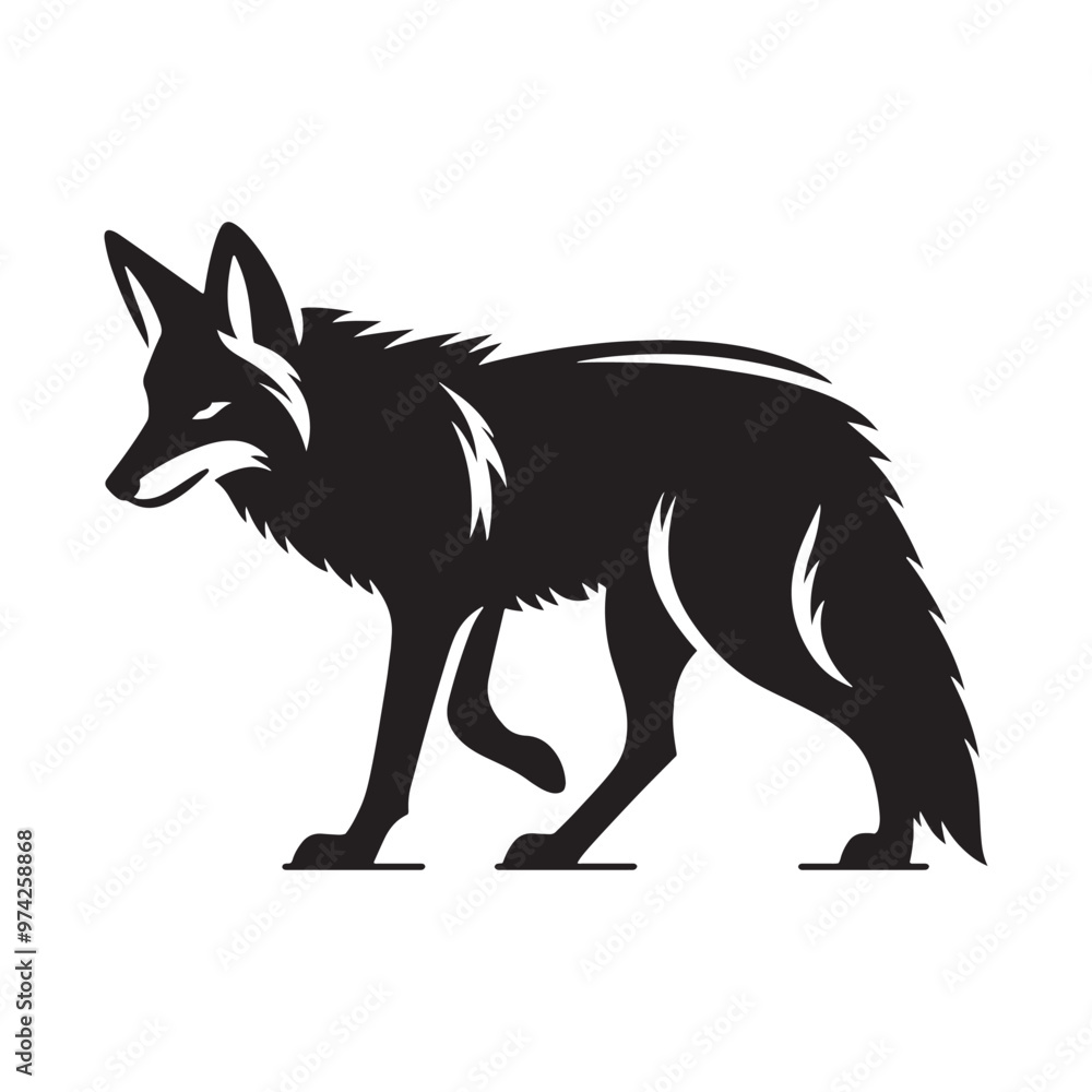 Fototapeta premium Elegant coyote silhouette for innovative digital artwork - Coyote black vector