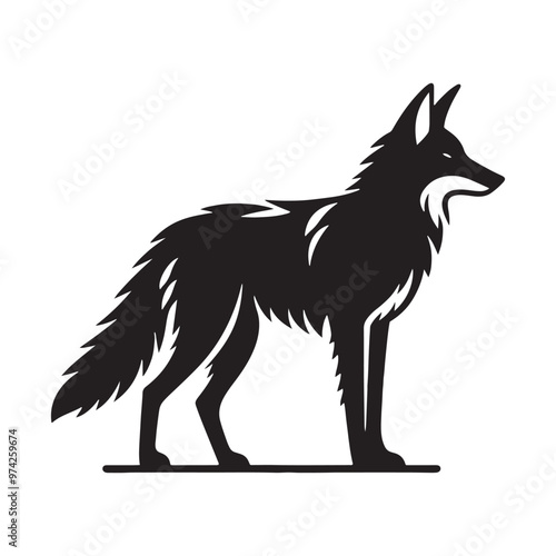 Elegant coyote silhouette for diverse artistic applications - Coyote black vector
