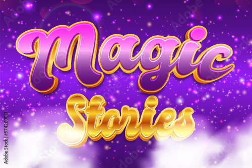 magic stories text logo typography editable text effect font style template design background