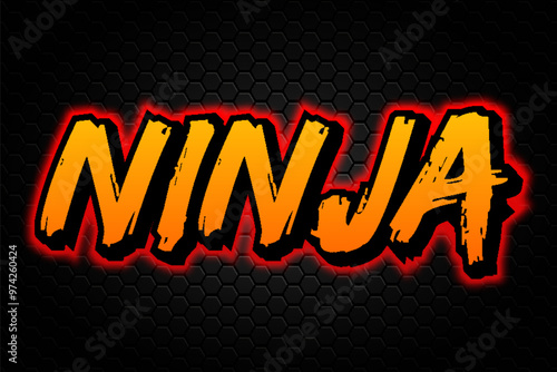 ninja logo text japan design typography editable text effect font style template background