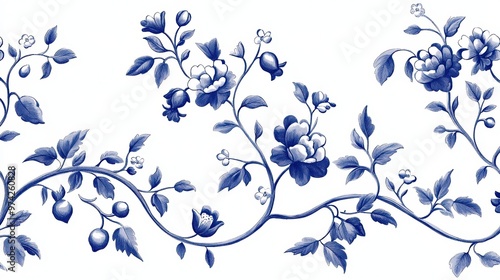 Blue and White Floral Design