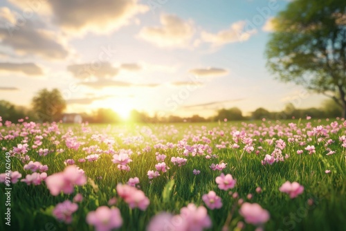 Celebration of women s accomplishments against a scenic green meadow background for international women s day