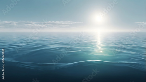 A tranquil coastal scene, with gentle waves rolling onto the shore – a scene that exudes serenity and natural beauty with partly cloudy skies and the warm glow of the rising or setting sun.