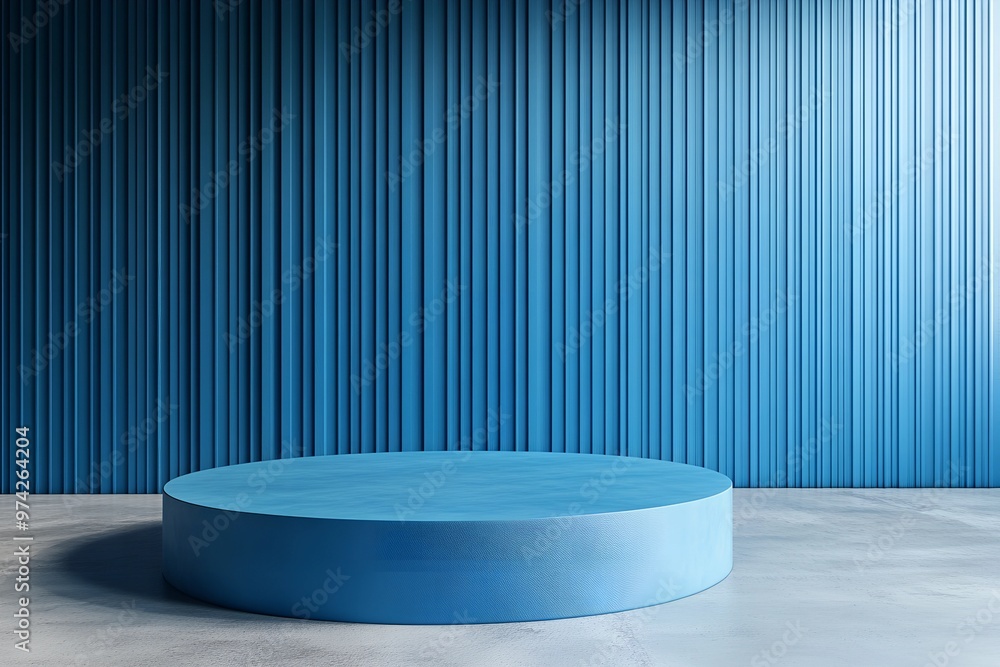 3D rendering blue wall with minimal podium scene Background 3D rendering blue wall with minimal podium scene Background
