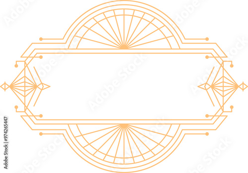 Retro art deco ornament golden frame or underline