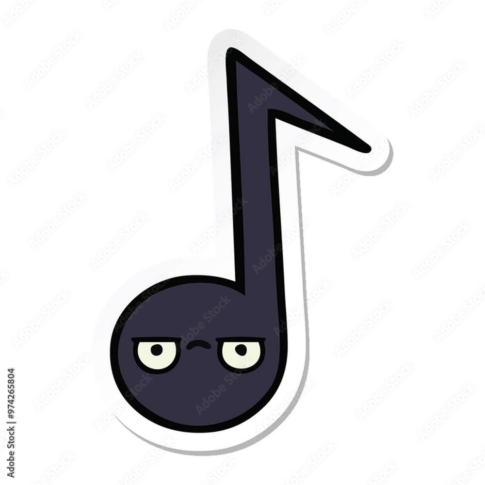 sticker of a cute cartoon musical note sticker of a cute cartoon musical note