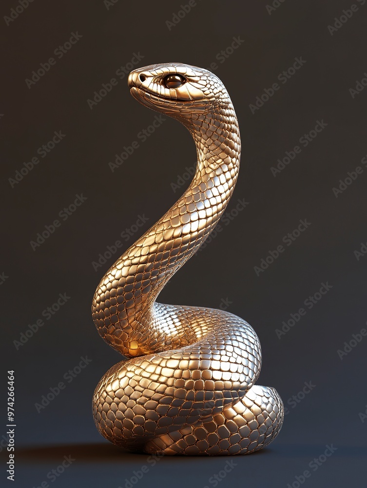 Fototapeta premium An honorary award statuette in the shape of a snake, illustrative and modern, with simple lines