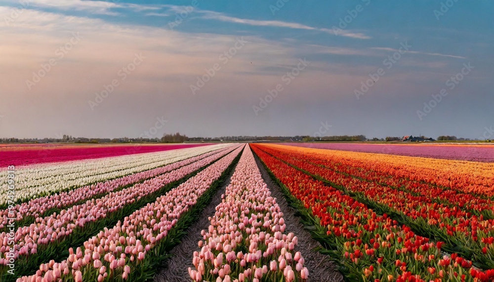 Tulip Fields in the Netherlands, Blooming in a Vibrant Sea of Colors Tulip Fields in the Netherlands, Blooming in a Vibrant Sea of Colors