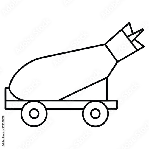 Nuclear Bomb in Trolley Silhouette Vector.