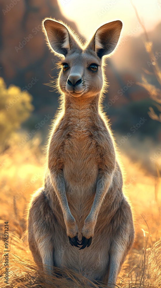 Fototapeta premium Stunning high-resolution kangaroo image showcasing its powerful legs and muscular build