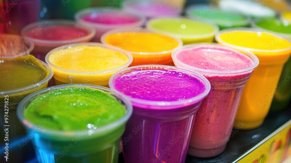 Vibrant Fruity Smoothie Bowls in a Variety of Colors Vibrant Fruity Smoothie Bowls in a Variety of Colors