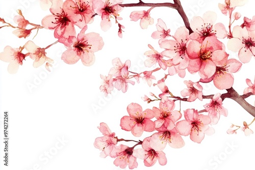 Wallpaper Mural Cherry blossom bloom illustration in watercolor style for card designs featuring elegant branches and flowers Torontodigital.ca