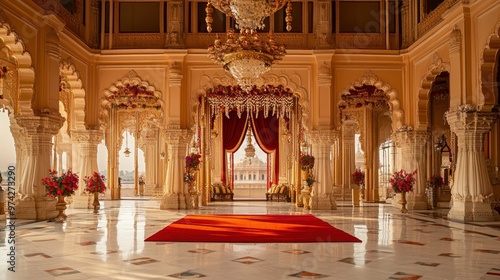 Indian palace architecture with decorations, festive atmosphere