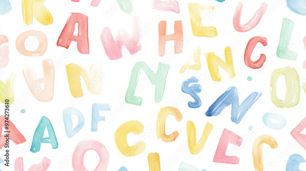 Watercolor Alphabet Pattern. Watercolor Alphabet Pattern.