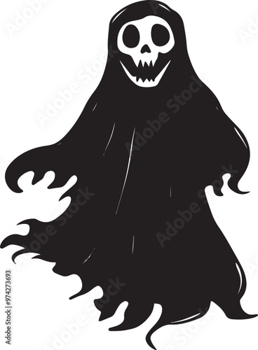 Cartoon Halloween Ghost sheet vector silhouette black