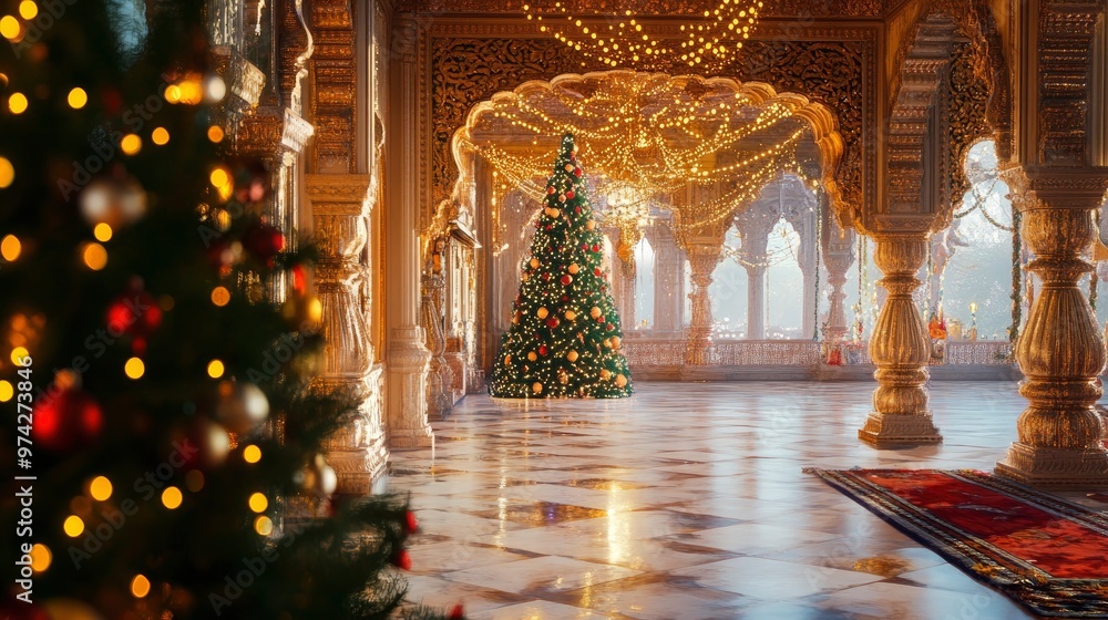 Fototapeta premium Indian palace architecture with decorations, festive atmosphere