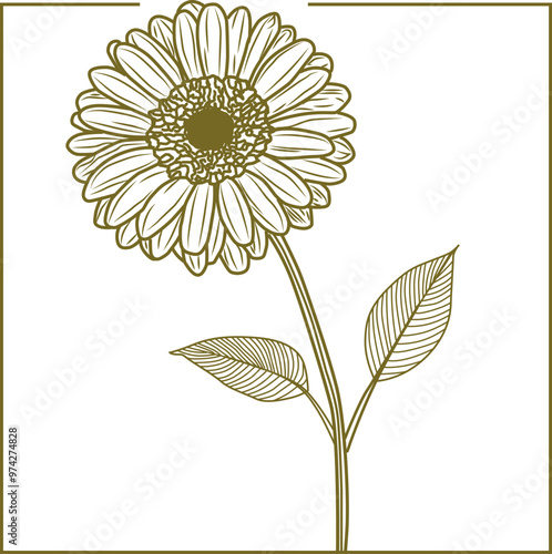 Girasol elegante dorado lineas