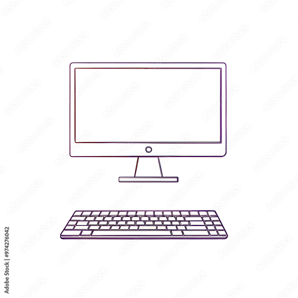 computer monitor and keyboard llustration, isolated png, transparent background, working space , programmer, IT computer monitor and keyboard llustration, isolated png, transparent background, working space , programmer, IT