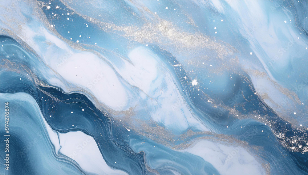 Fototapeta premium Tło abstrakcyjne do projektu, tekstura marmuru, niebieski kolor, wzór w kształcie fal, tapeta